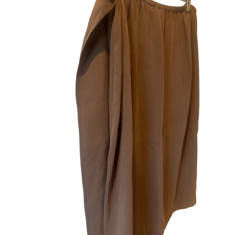 Chicos Platinum Womens Skirt Wrap Midi Brown Silk Spandex Size 3 Large 16-18 - Picture 5 of 9
